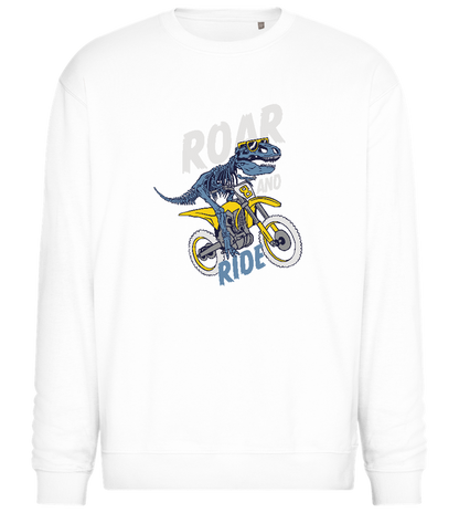 Dino Biker Design - Comfort Essential Unisex Sweater_WHITE_front