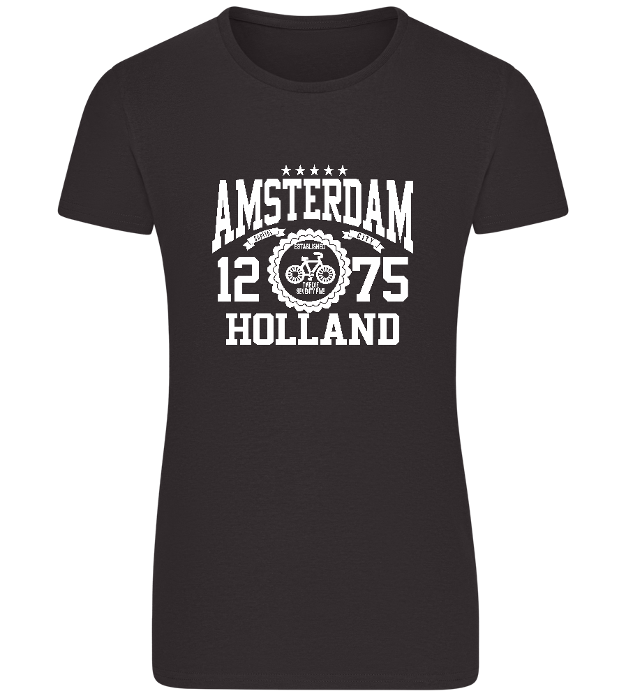 Capital City of Amsterdam Design - Basic women's fitted t-shirt_DEEP BLACK_front