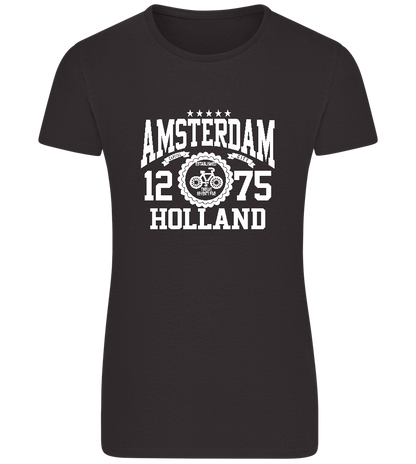 Capital City of Amsterdam Design - Basic women's fitted t-shirt_DEEP BLACK_front