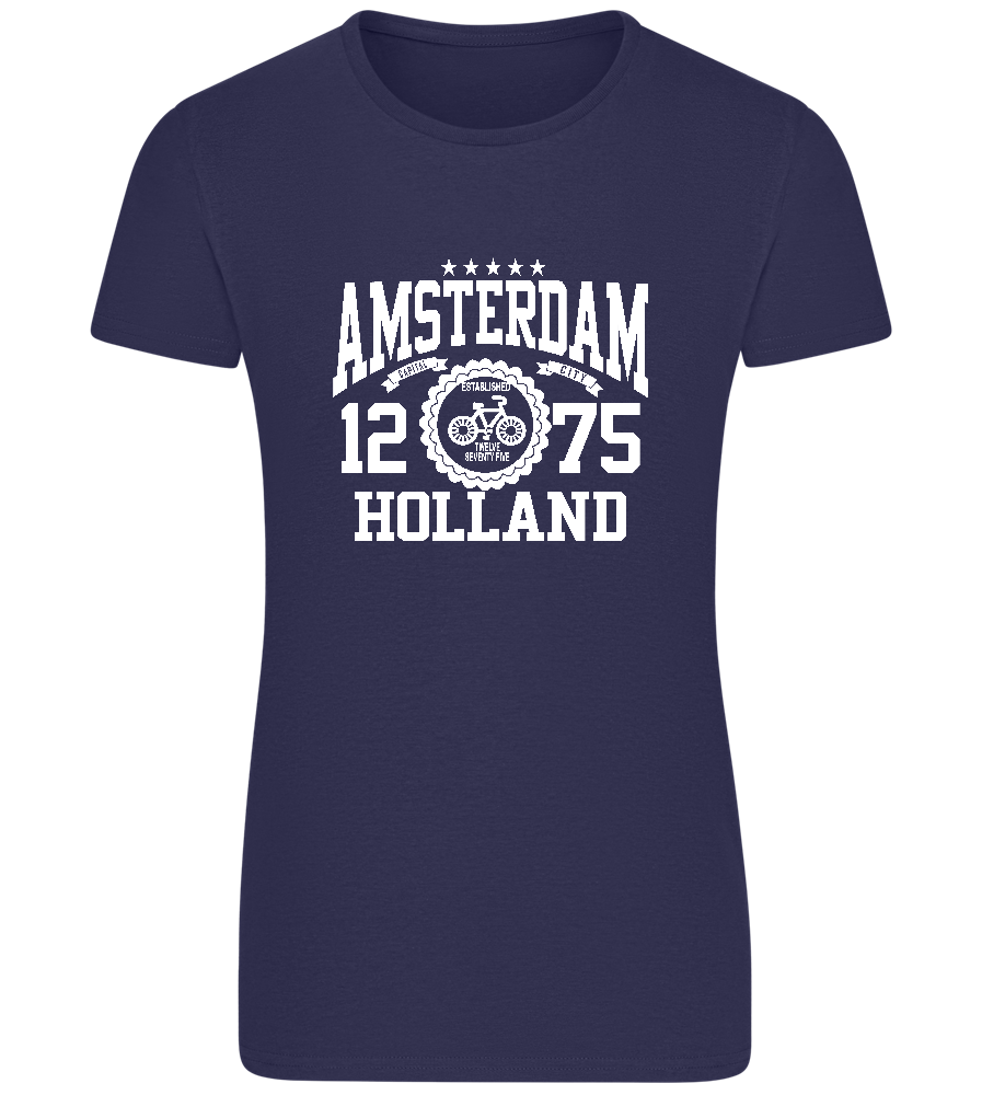 Capital City of Amsterdam Design - Basic women's fitted t-shirt_FRENCH NAVY_front