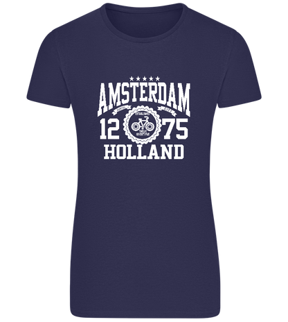 Capital City of Amsterdam Design - Basic women's fitted t-shirt_FRENCH NAVY_front