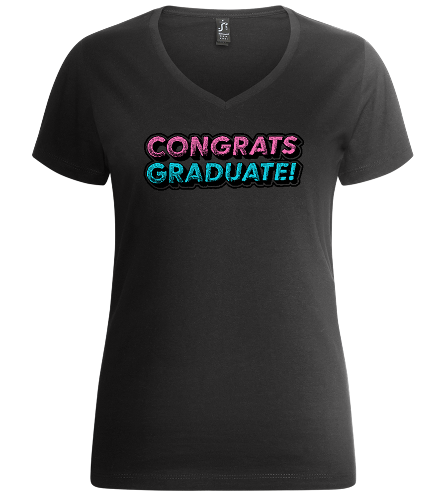 Congrats Graduate Text Design - Premium women's v-neck t-shirt_DEEP BLACK_front