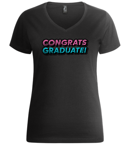 Congrats Graduate Text Design - Premium women's v-neck t-shirt_DEEP BLACK_front