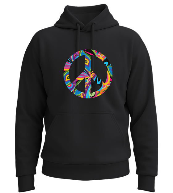 Colorful Peace Sign Design - Premium Essential Unisex Hoodie_BLACK_front