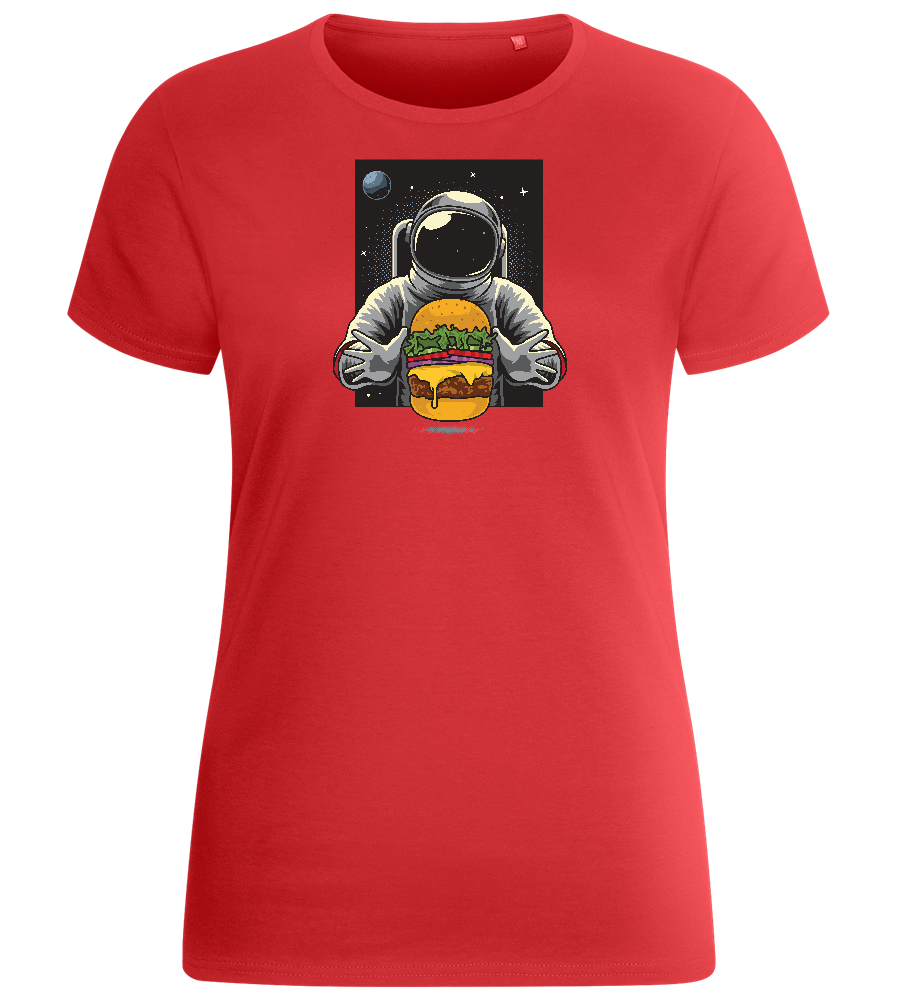 Spaceman Burger Design - Basic women's fitted t-shirt_RED_front