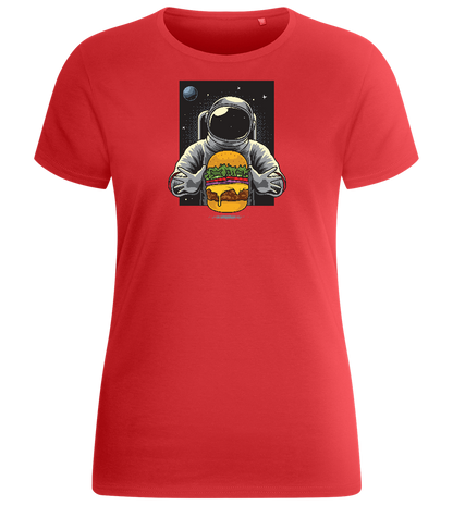 Spaceman Burger Design - Basic women's fitted t-shirt_RED_front