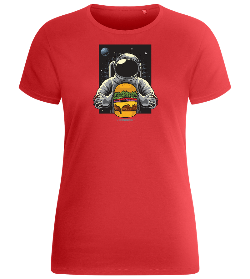 Spaceman Burger Design - Basic women's fitted t-shirt_RED_front