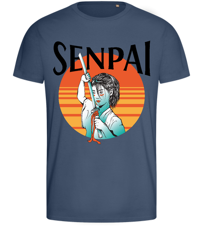 Sunset Senpai Design - Basic men's fitted t-shirt_DENIM_front