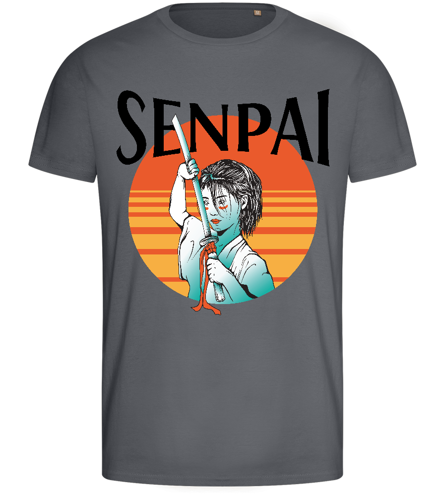 Sunset Senpai Design - Basic men's fitted t-shirt_MOUSE GREY_front