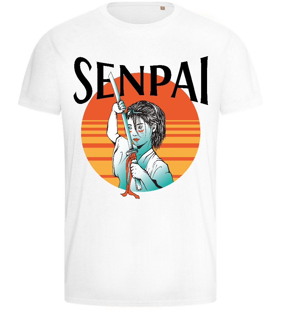 Sunset Senpai Design - Basic men's fitted t-shirt_WHITE_front