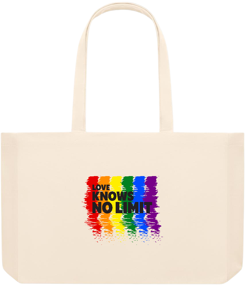 Love Knows No Limits Design - Premium large recycled beach tote bag_BEIGE_front