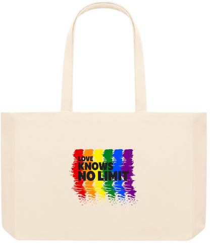 Love Knows No Limits Design - Premium large recycled beach tote bag_BEIGE_front