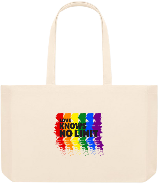 Love Knows No Limits Design - Premium large recycled beach tote bag_BEIGE_front