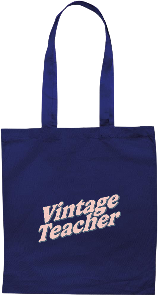 Vintage Teacher Design - Premium colored cotton tote bag_BLUE_front