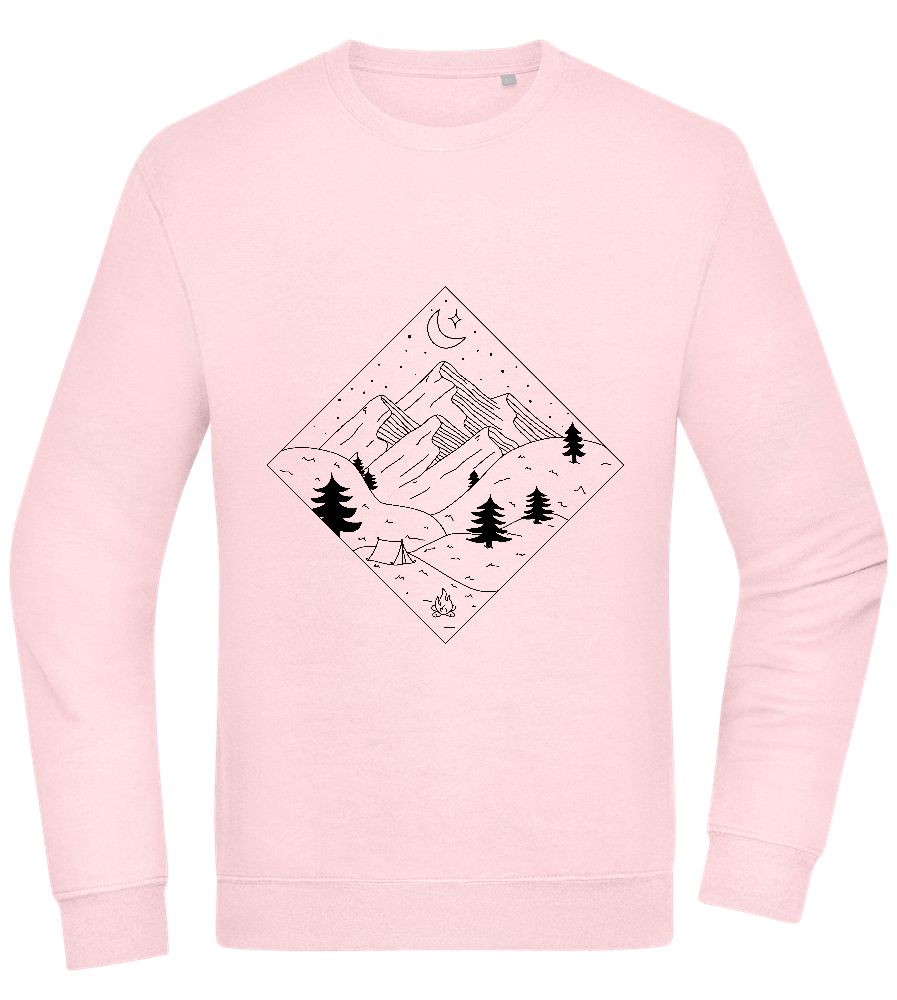 Mountain Landscape Outline Design - Comfort Essential Unisex Sweater_LIGHT PEACH ROSE_front