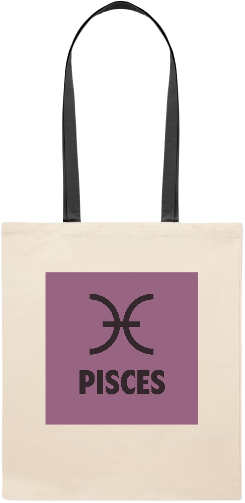 Zodiac Pisces Design - Essential colored handle tote bag_BLACK_front