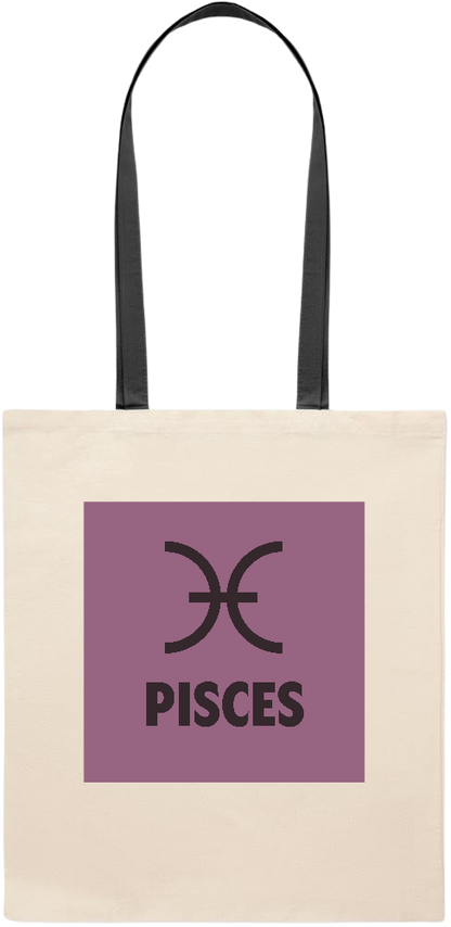 Zodiac Pisces Design - Essential colored handle tote bag_BLACK_front