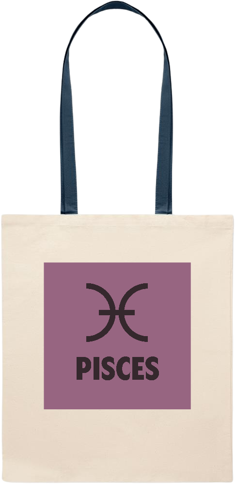 Zodiac Pisces Design - Essential colored handle tote bag_BLUE_front