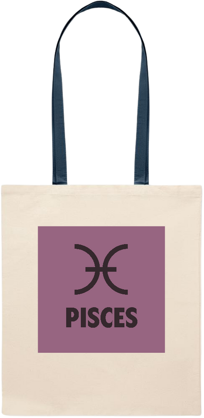 Zodiac Pisces Design - Essential colored handle tote bag_BLUE_front