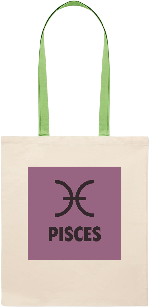 Zodiac Pisces Design - Essential colored handle tote bag_LIME_front