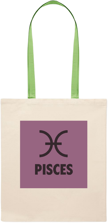 Zodiac Pisces Design - Essential colored handle tote bag_LIME_front