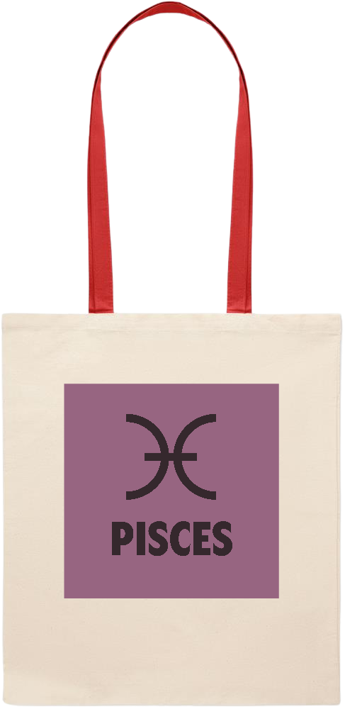 Zodiac Pisces Design - Essential colored handle tote bag_RED_front