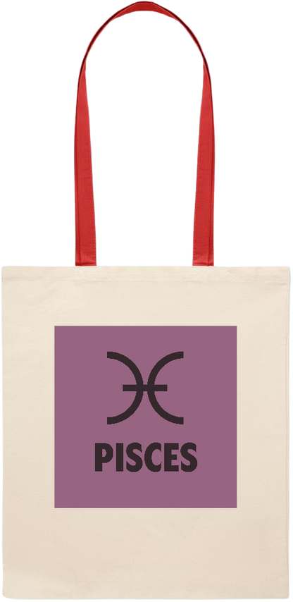 Zodiac Pisces Design - Essential colored handle tote bag_RED_front