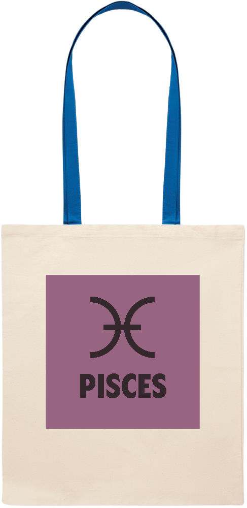 Zodiac Pisces Design - Essential colored handle tote bag_ROYAL BLUE_front