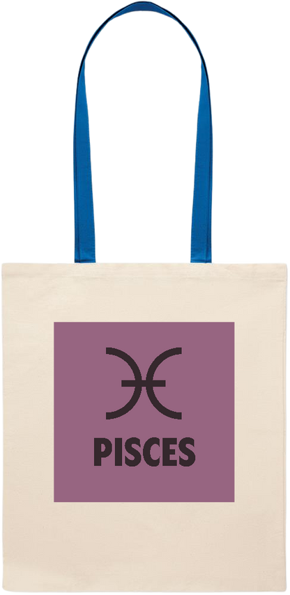 Zodiac Pisces Design - Essential colored handle tote bag_ROYAL BLUE_front