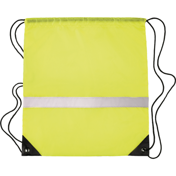 Drawstring Bag with Reflective Stripe_NEON YELLOW_front