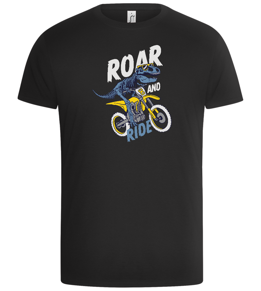 Dino Biker Design - Basic Unisex T-Shirt_DEEP BLACK_front