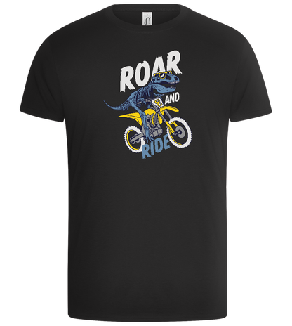 Dino Biker Design - Basic Unisex T-Shirt_DEEP BLACK_front