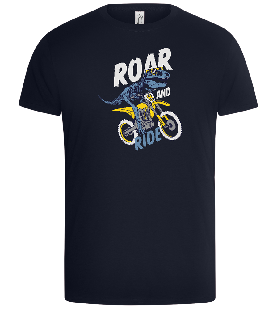 Dino Biker Design - Basic Unisex T-Shirt_FRENCH NAVY_front