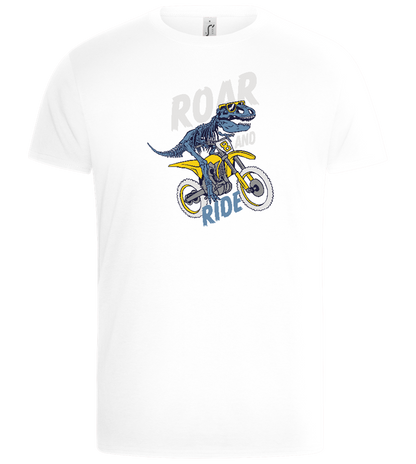 Dino Biker Design - Basic Unisex T-Shirt_WHITE_front