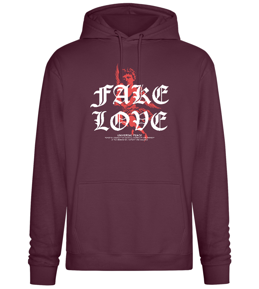 Fake Love Design - Premium Essential Unisex Hoodie_BORDEAUX_front