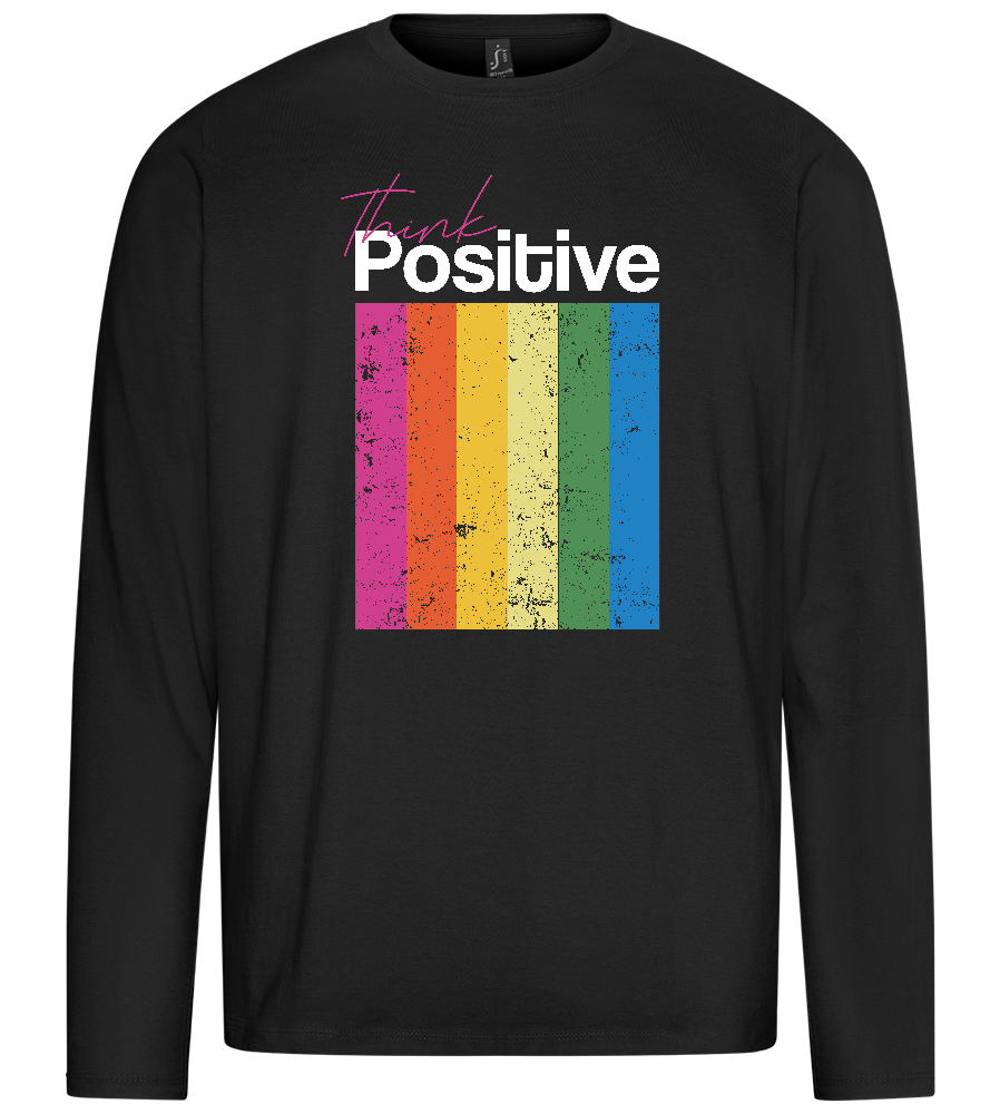 Think Positive Rainbow Design - Premium men's long sleeve t-shirt_DEEP BLACK_front