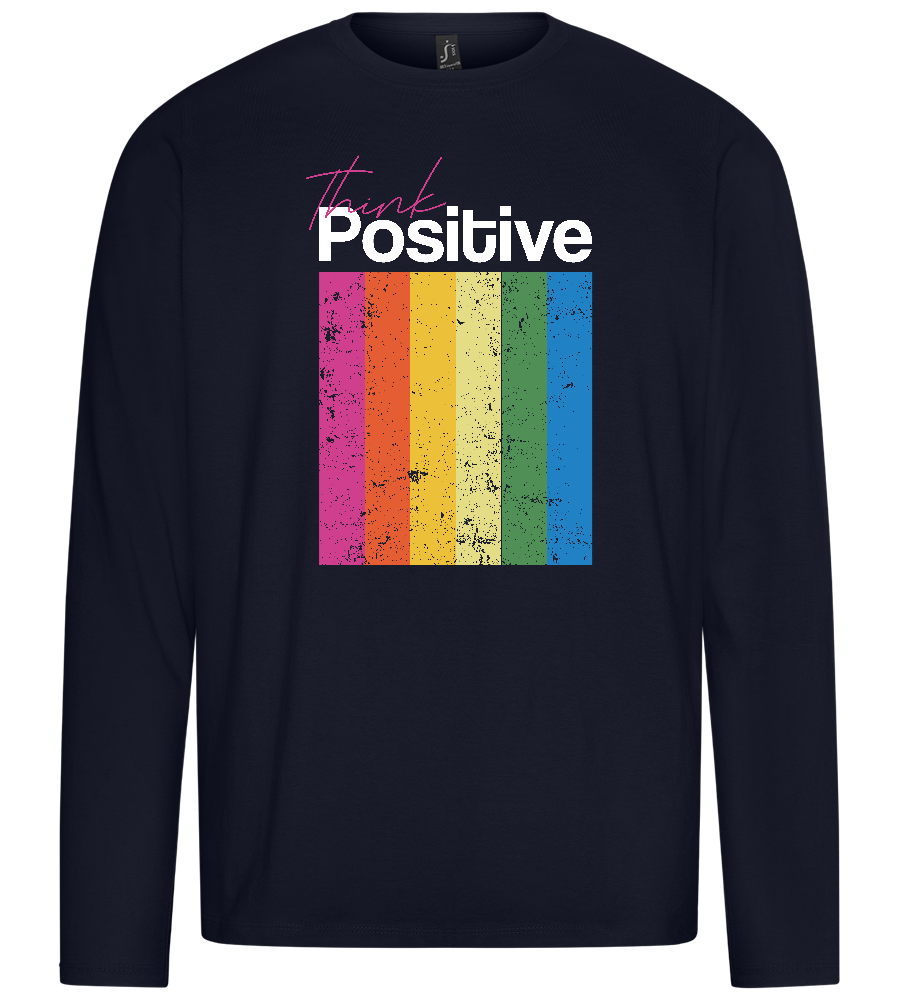 Think Positive Rainbow Design - Premium men's long sleeve t-shirt_FRENCH NAVY_front