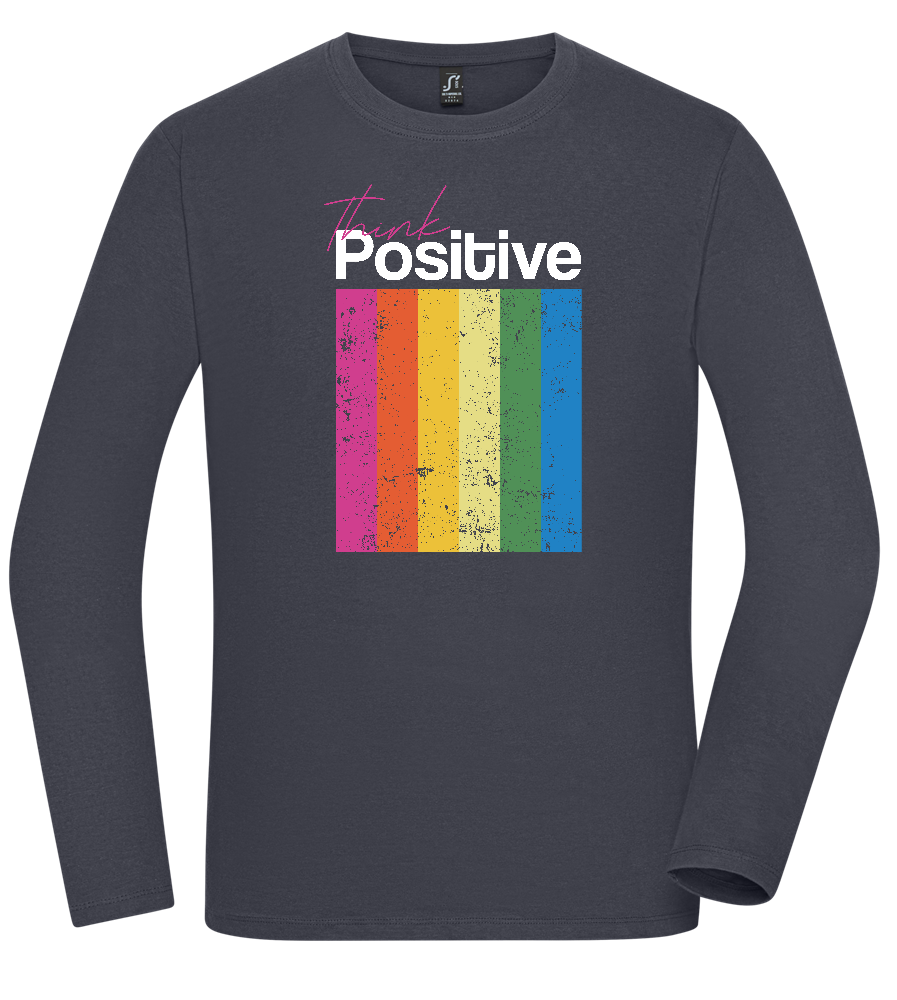 Think Positive Rainbow Design - Premium men's long sleeve t-shirt_MOUSE GREY_front
