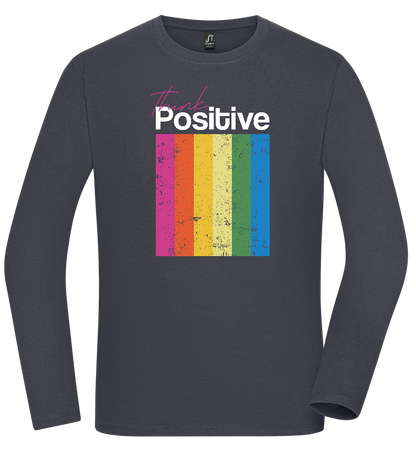 Think Positive Rainbow Design - Premium men's long sleeve t-shirt_MOUSE GREY_front