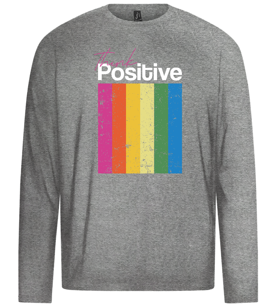 Think Positive Rainbow Design - Premium men's long sleeve t-shirt_ORION GREY_front