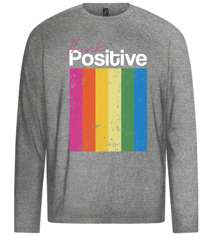 Think Positive Rainbow Design - Premium men's long sleeve t-shirt_ORION GREY_front