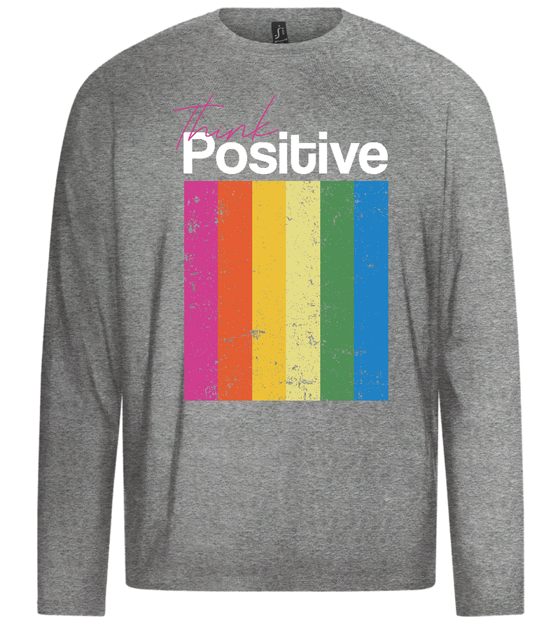 Think Positive Rainbow Design - Premium men's long sleeve t-shirt_ORION GREY_front