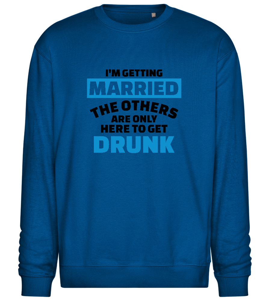 Here To Get Drunk Design - Comfort Essential Unisex Sweater_ROYAL_front