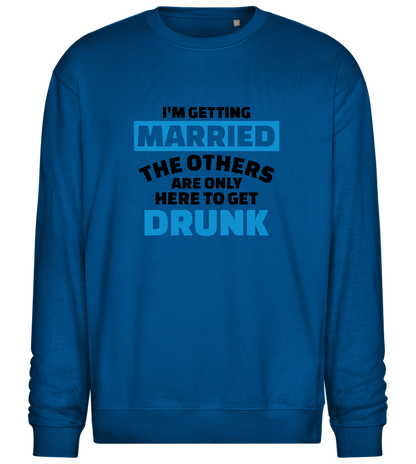 Here To Get Drunk Design - Comfort Essential Unisex Sweater_ROYAL_front