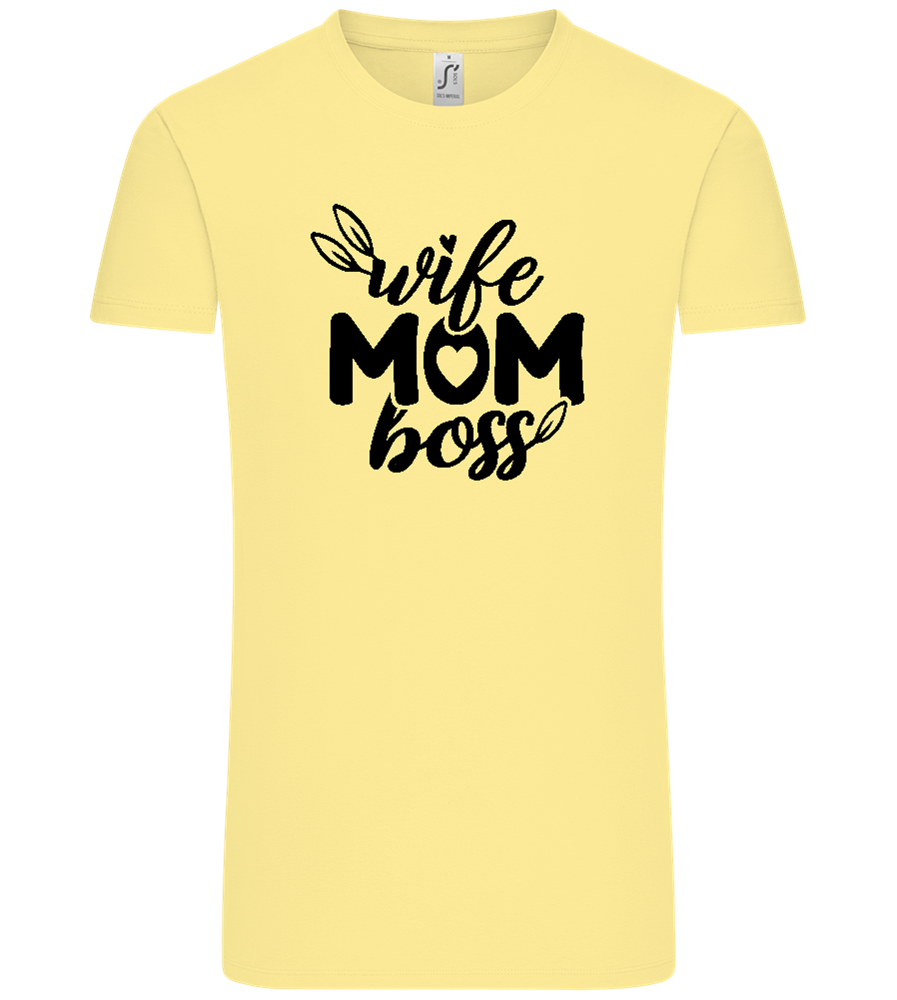 Wife Mom Boss Design - Comfort Unisex T-Shirt_AMARELO CLARO_front
