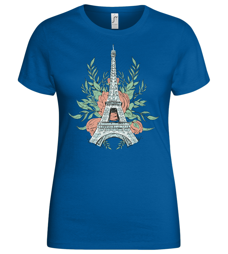Blooming Eiffel Tower Design - Basic women's t-shirt_ROYAL_front