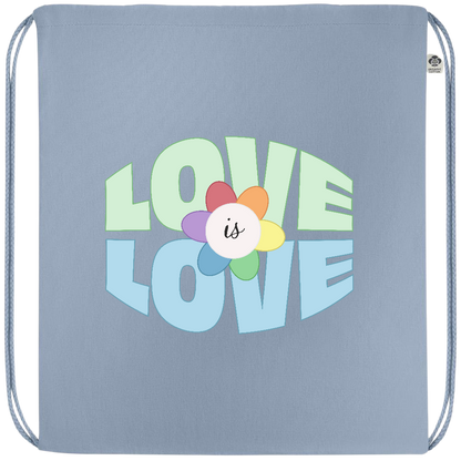 Love is Love Flower Design - Premium colored organic cotton drawstring bag_BABY BLUE_front