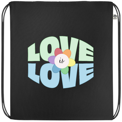 Love is Love Flower Design - Premium colored organic cotton drawstring bag_BLACK_front