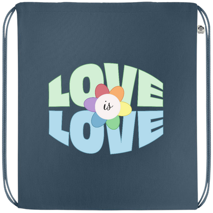 Love is Love Flower Design - Premium colored organic cotton drawstring bag_BLUE_front