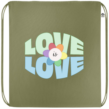 Love is Love Flower Design - Premium colored organic cotton drawstring bag_GREEN_front